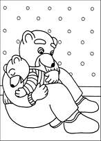 coloriage petit ours brun fait un calin a son papa